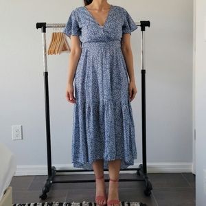 Blue floral knee length dress